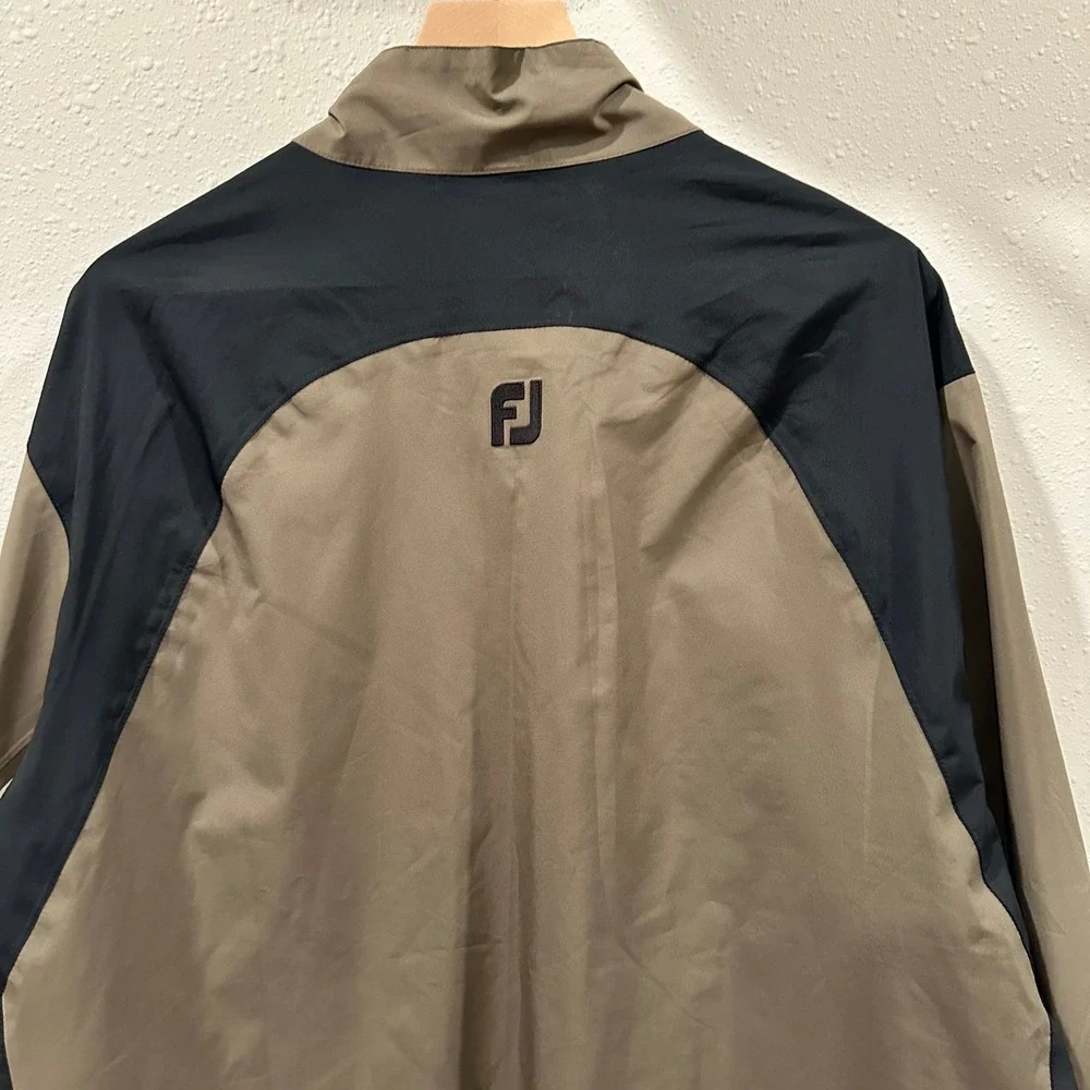 FootJoy DryJoys Jacket Mens XL Tan Black Full Zip Golf Rain Windbreaker